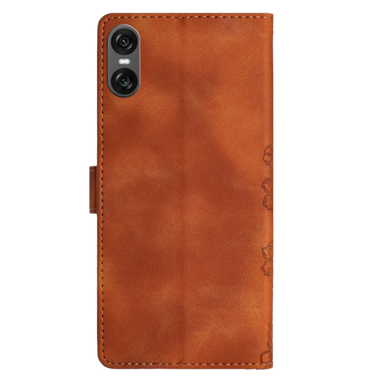 For Sony Xperia 10 VI Cherry Blossom Butterfly Skin Feel Embossed PU Phone Case