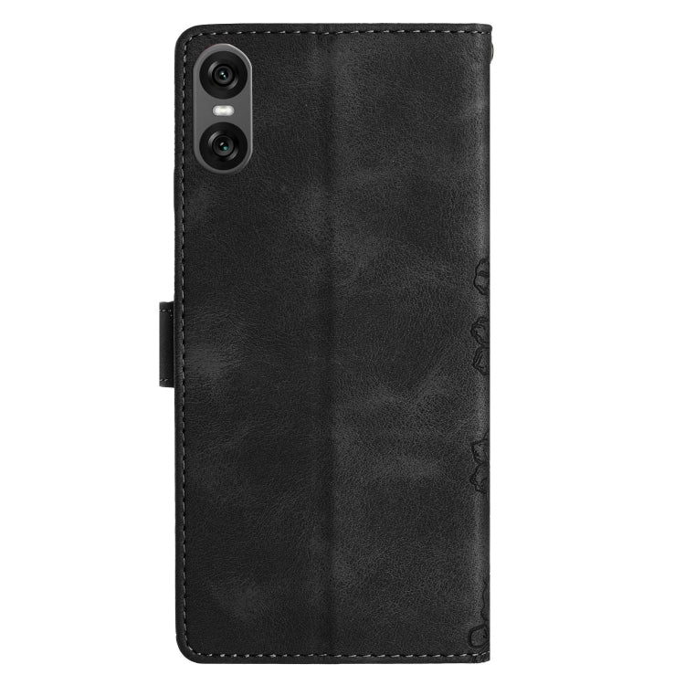 For Sony Xperia 10 VI Cherry Blossom Butterfly Skin Feel Embossed PU Phone Case