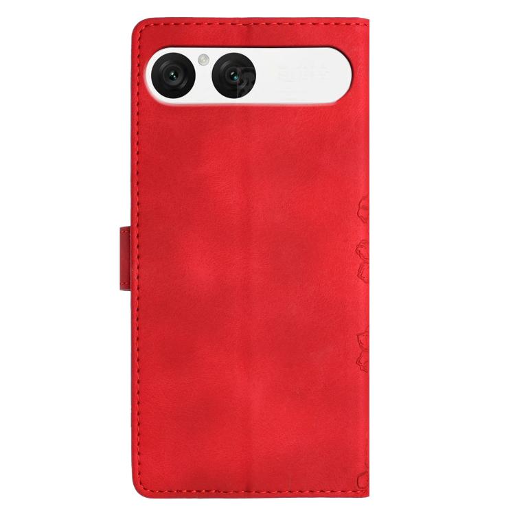 For Sony Xperia 10 VII Cherry Blossom Butterfly Skin Feel Embossed PU Phone Case
