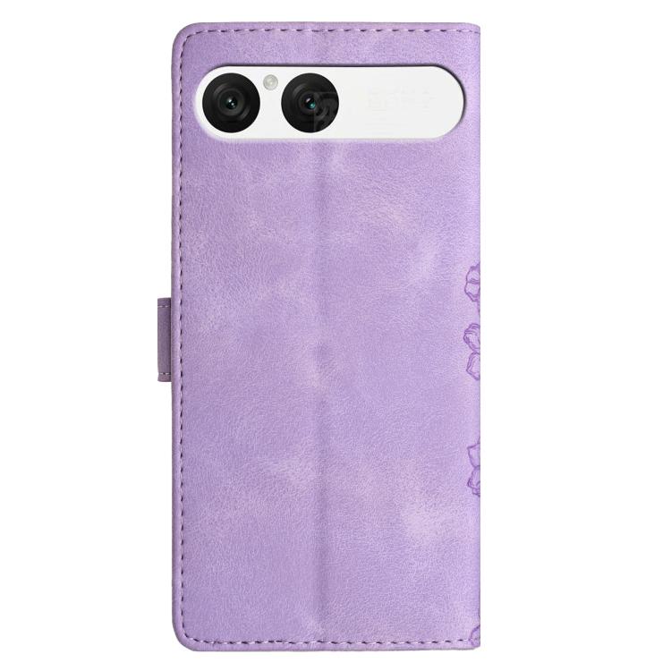 For Sony Xperia 10 VII Cherry Blossom Butterfly Skin Feel Embossed PU Phone Case