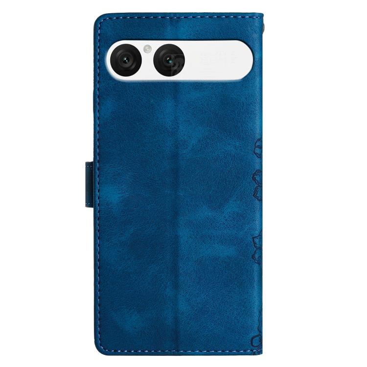 For Sony Xperia 10 VII Cherry Blossom Butterfly Skin Feel Embossed PU Phone Case