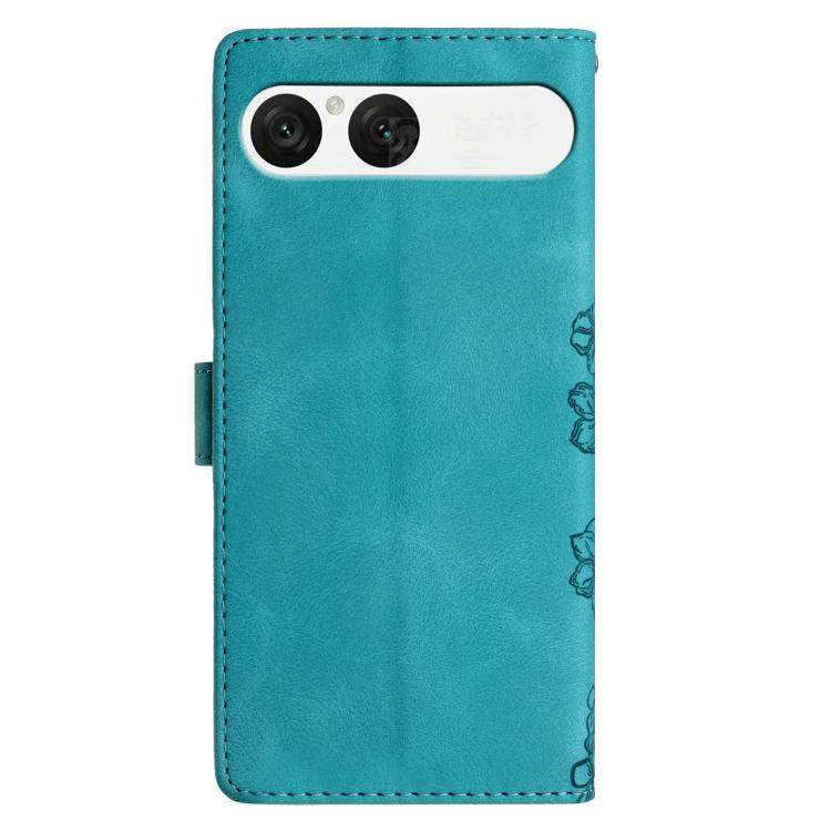 For Sony Xperia 10 VII Cherry Blossom Butterfly Skin Feel Embossed PU Phone Case