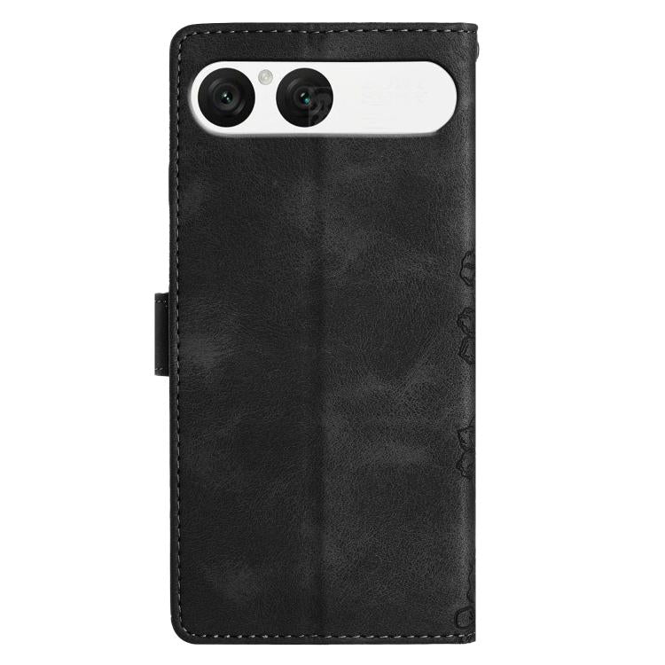 For Sony Xperia 10 VII Cherry Blossom Butterfly Skin Feel Embossed PU Phone Case