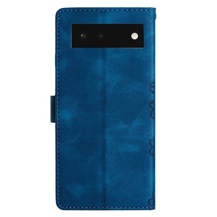 For Google Pixel 6 Cherry Blossom Butterfly Skin Feel Embossed PU Phone Case