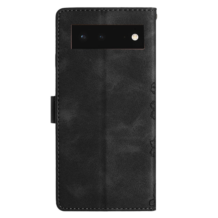 For Google Pixel 6 Cherry Blossom Butterfly Skin Feel Embossed PU Phone Case
