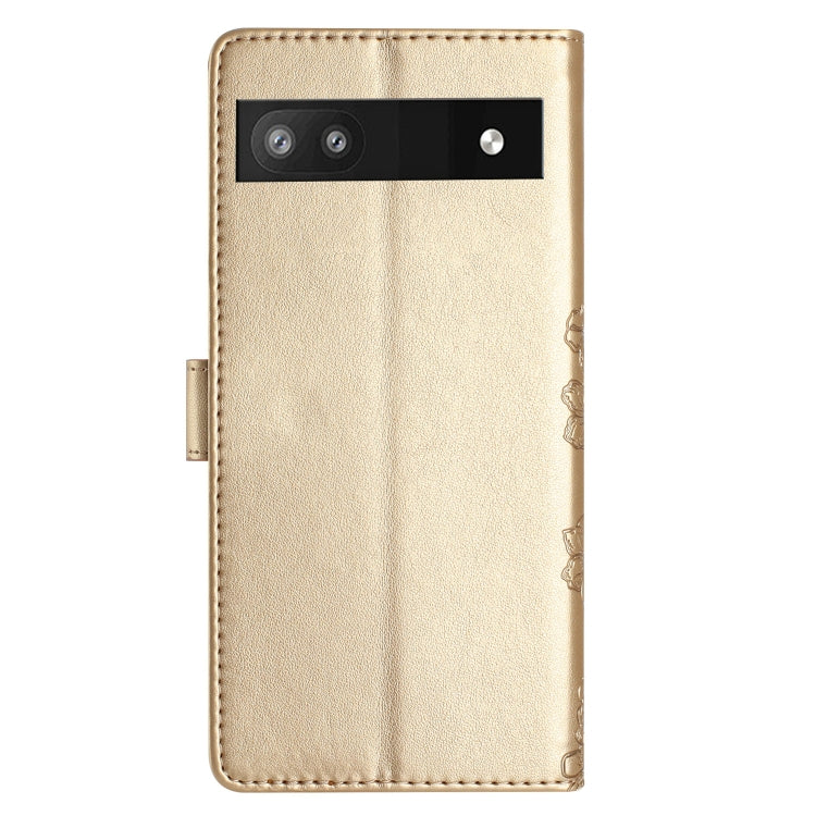 For Google Pixel 6a Cherry Blossom Butterfly Skin Feel Embossed PU Phone Case