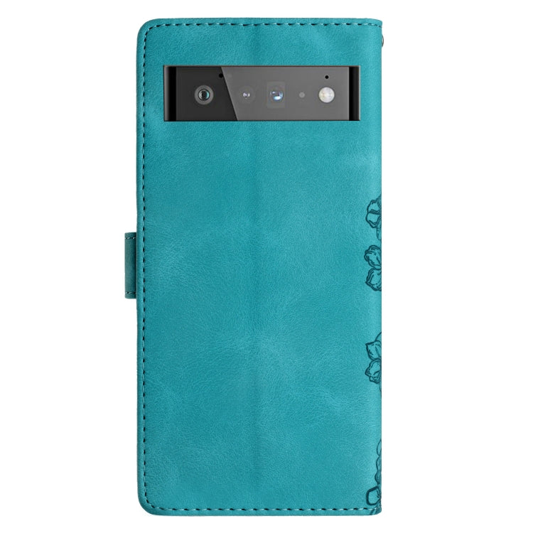 For Google Pixel 6 Pro Cherry Blossom Butterfly Skin Feel Embossed PU Phone Case