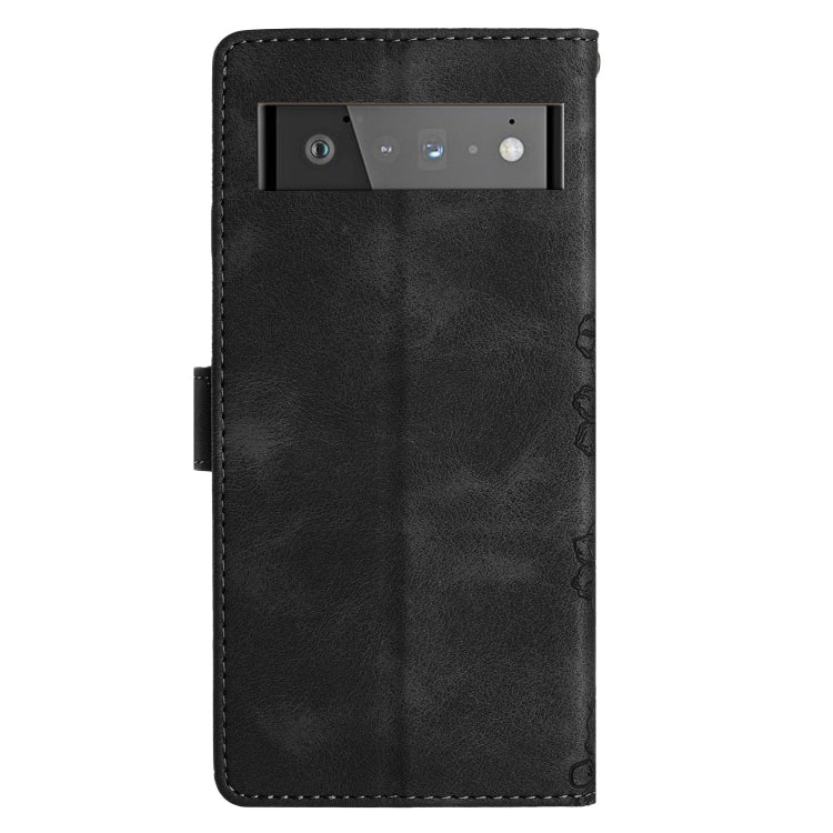 For Google Pixel 6 Pro Cherry Blossom Butterfly Skin Feel Embossed PU Phone Case