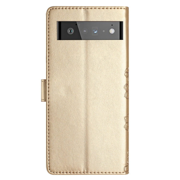 For Google Pixel 6 Pro Cherry Blossom Butterfly Skin Feel Embossed PU Phone Case
