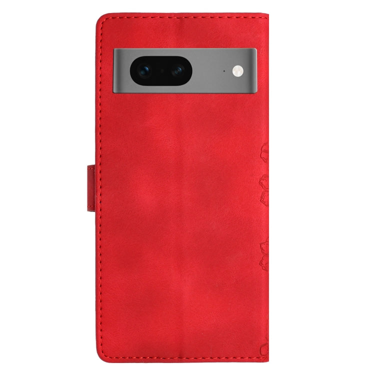 For Google Pixel 7 5G Cherry Blossom Butterfly Skin Feel Embossed PU Phone Case