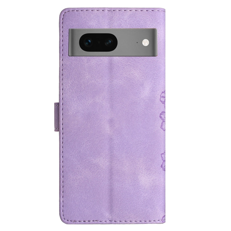 For Google Pixel 7 5G Cherry Blossom Butterfly Skin Feel Embossed PU Phone Case