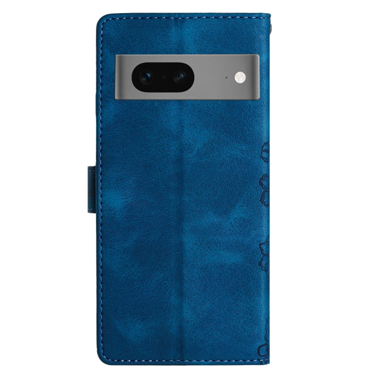 For Google Pixel 7 5G Cherry Blossom Butterfly Skin Feel Embossed PU Phone Case