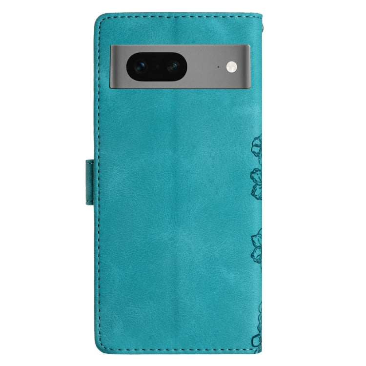 For Google Pixel 7 5G Cherry Blossom Butterfly Skin Feel Embossed PU Phone Case
