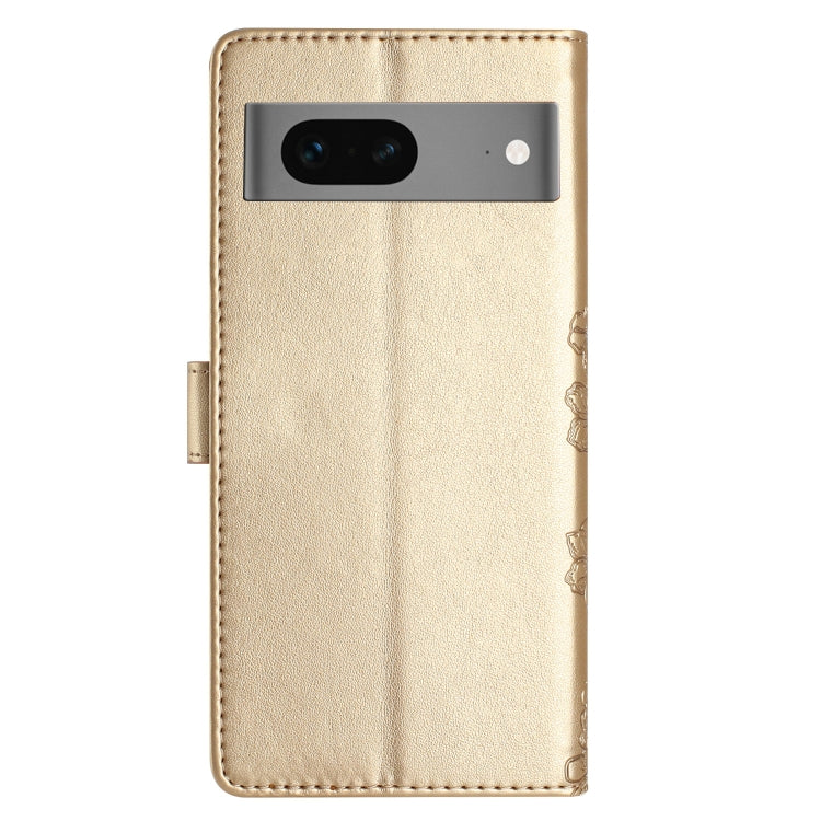 For Google Pixel 7 5G Cherry Blossom Butterfly Skin Feel Embossed PU Phone Case