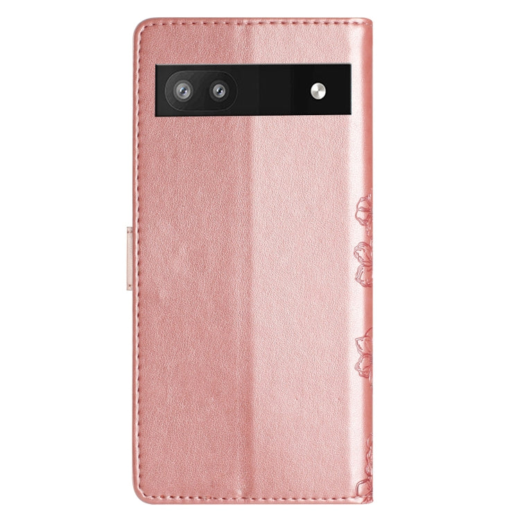 For Google Pixel 7a Cherry Blossom Butterfly Skin Feel Embossed PU Phone Case