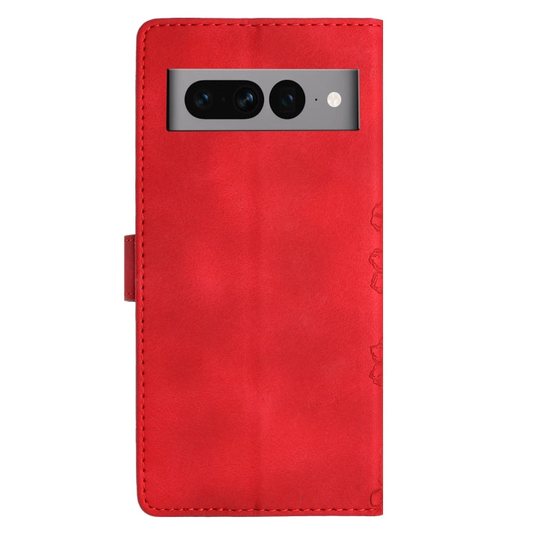 For Google Pixel 7 Pro 5G Cherry Blossom Butterfly Skin Feel Embossed PU Phone Case