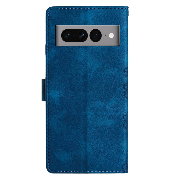 For Google Pixel 7 Pro 5G Cherry Blossom Butterfly Skin Feel Embossed PU Phone Case