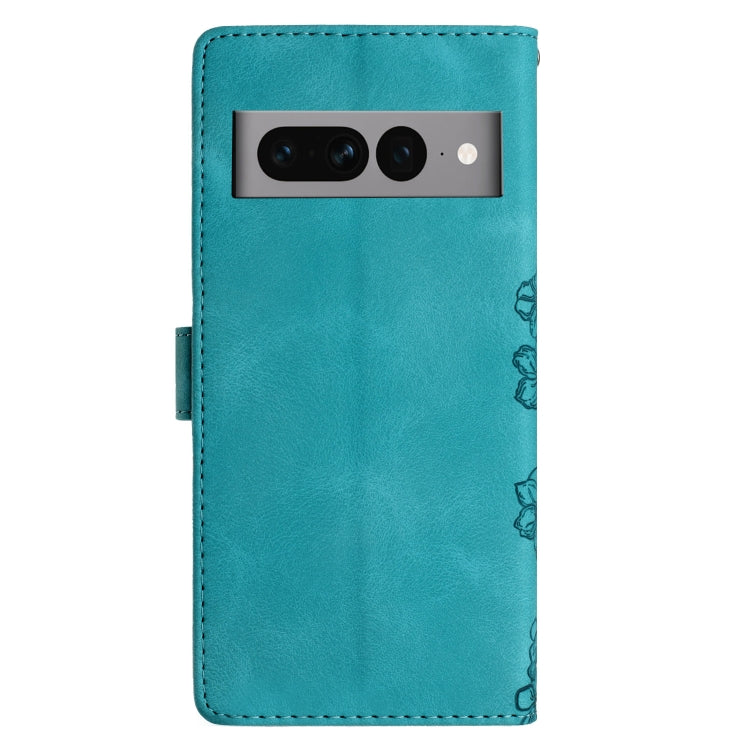 For Google Pixel 7 Pro 5G Cherry Blossom Butterfly Skin Feel Embossed PU Phone Case