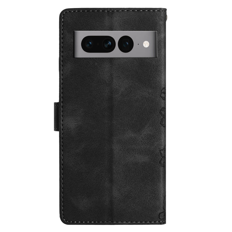 For Google Pixel 7 Pro 5G Cherry Blossom Butterfly Skin Feel Embossed PU Phone Case