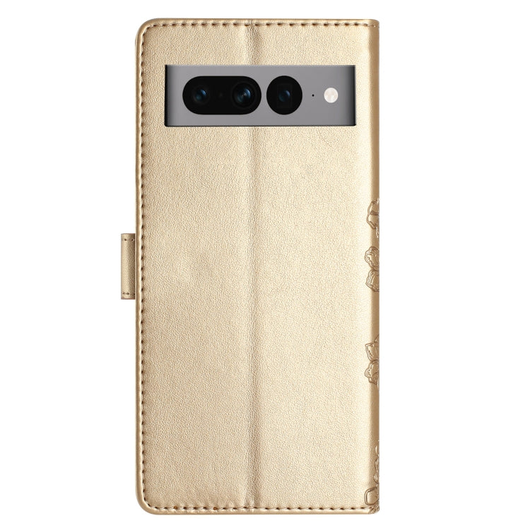 For Google Pixel 7 Pro 5G Cherry Blossom Butterfly Skin Feel Embossed PU Phone Case