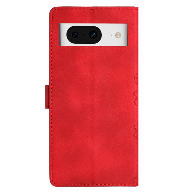 For Google Pixel 8 Cherry Blossom Butterfly Skin Feel Embossed PU Phone Case