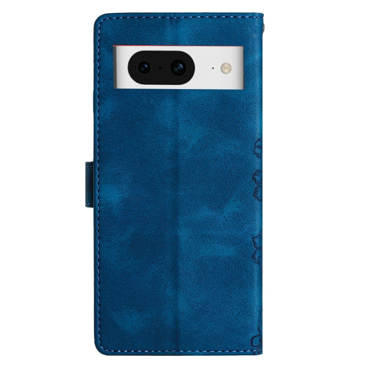 For Google Pixel 8 Cherry Blossom Butterfly Skin Feel Embossed PU Phone Case