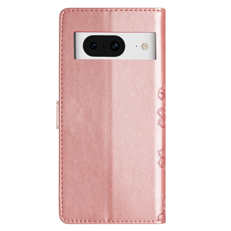 For Google Pixel 8 Cherry Blossom Butterfly Skin Feel Embossed PU Phone Case
