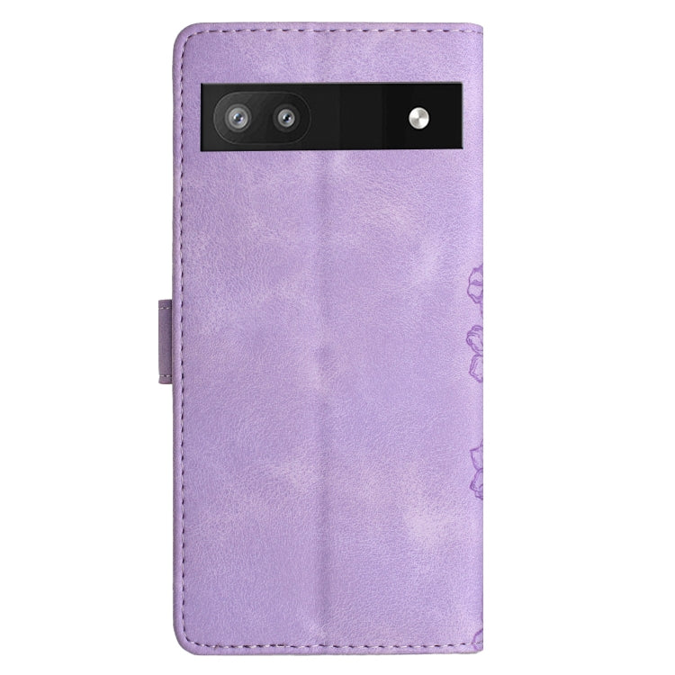 For Google Pixel 8a Cherry Blossom Butterfly Skin Feel Embossed PU Phone Case