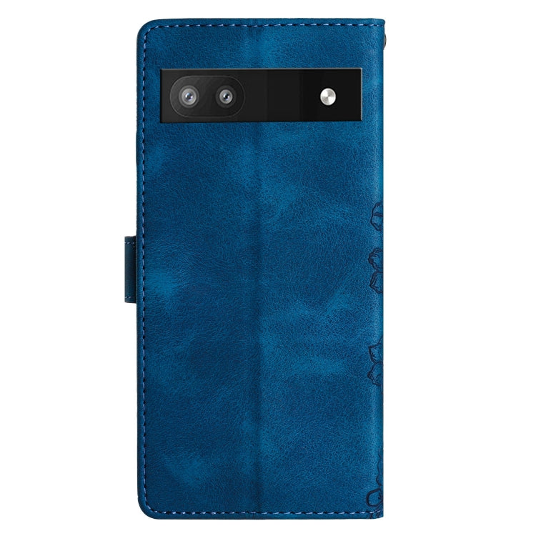 For Google Pixel 8a Cherry Blossom Butterfly Skin Feel Embossed PU Phone Case