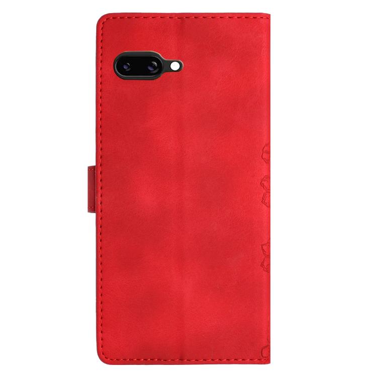 For Google Pixel 9a Cherry Blossom Butterfly Skin Feel Embossed PU Phone Case