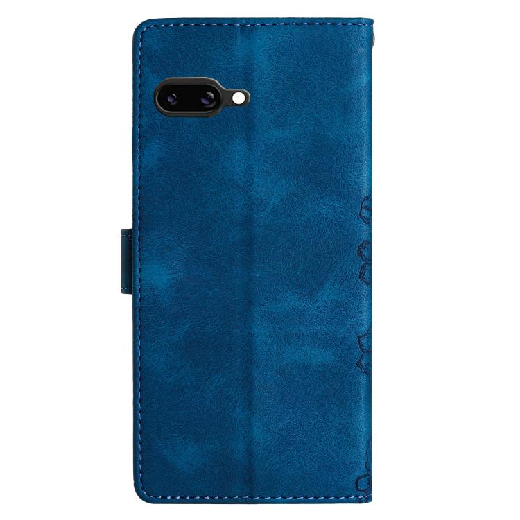 For Google Pixel 9a Cherry Blossom Butterfly Skin Feel Embossed PU Phone Case