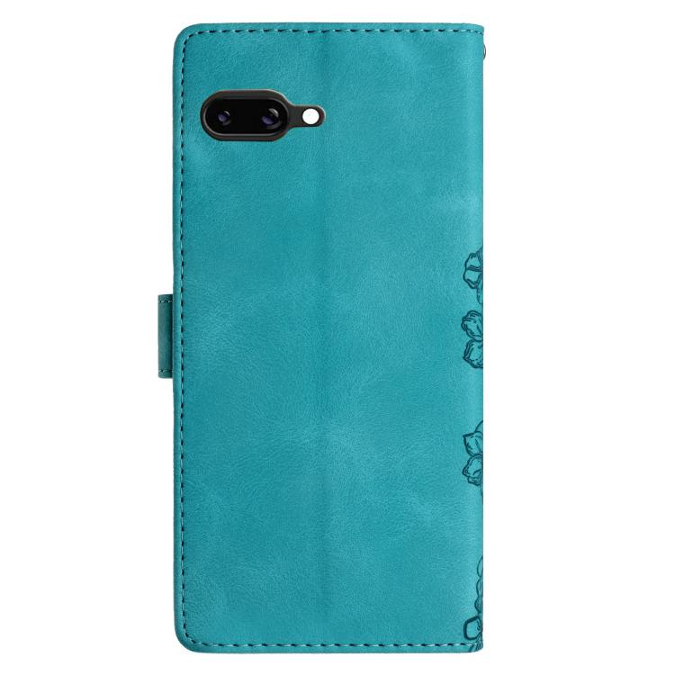 For Google Pixel 9a Cherry Blossom Butterfly Skin Feel Embossed PU Phone Case