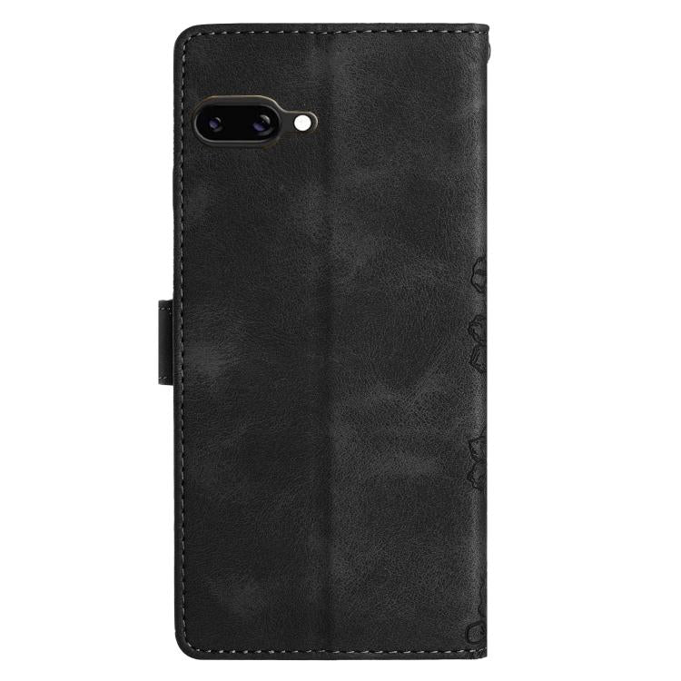 For Google Pixel 9a Cherry Blossom Butterfly Skin Feel Embossed PU Phone Case