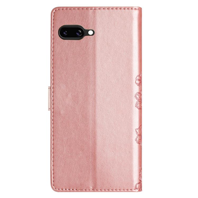 For Google Pixel 9a Cherry Blossom Butterfly Skin Feel Embossed PU Phone Case