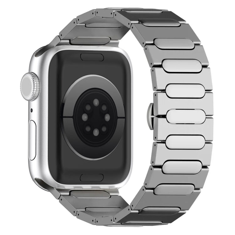 For Apple Watch Series 8 45mm Oval Butterfly Buckle Titanium Alloy Watch Band
