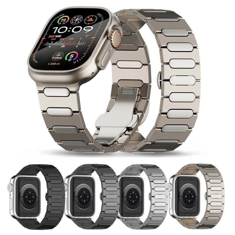 For Apple Watch Series 5 44mm Oval Butterfly Buckle Titanium Alloy Watch Band