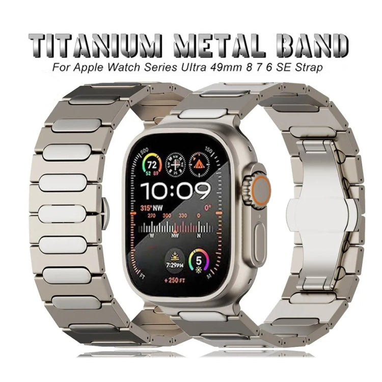 For Apple Watch Series 5 44mm Oval Butterfly Buckle Titanium Alloy Watch Band