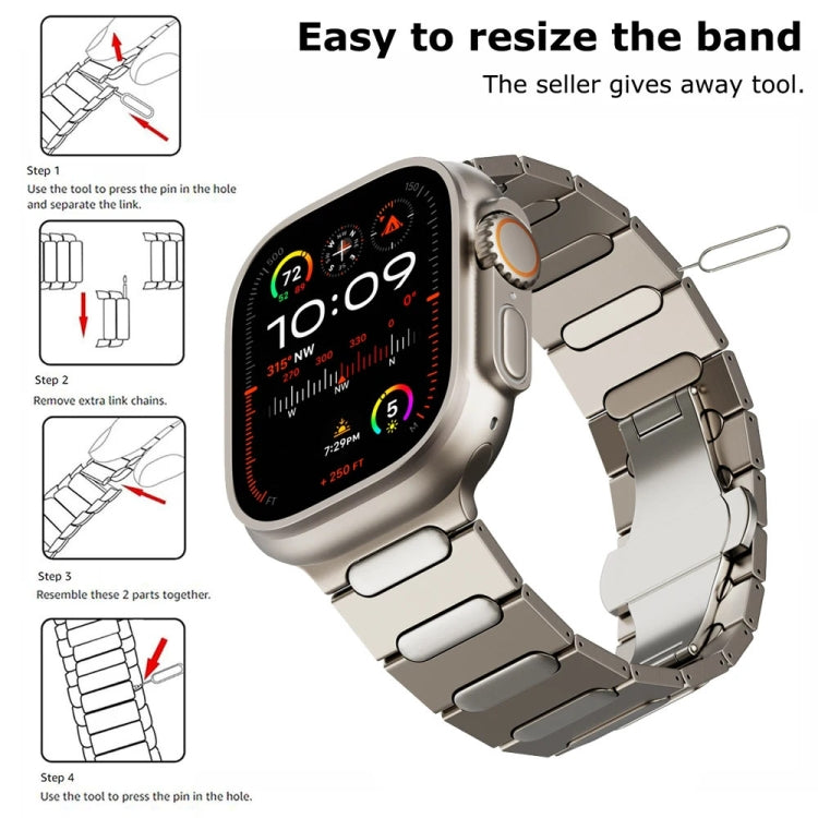 For Apple Watch Series 4 44mm Oval Butterfly Buckle Titanium Alloy Watch Band