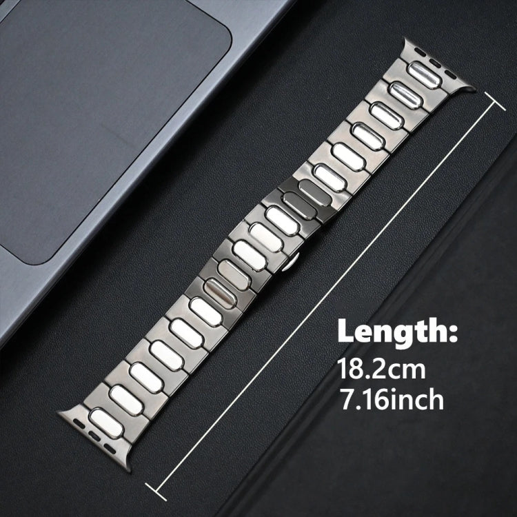 For Apple Watch SE 2022 44mm Oval Butterfly Buckle Titanium Alloy Watch Band