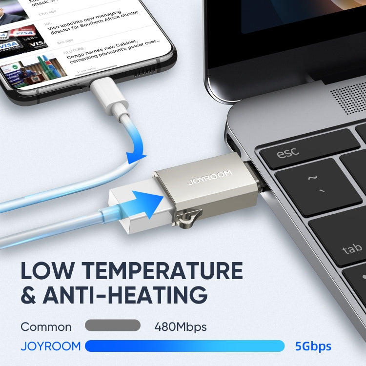 JOYROOM S-H151 Upgraded Version USB-C / Type-C Male c 3.0 Female OTG Adapter - Pearl Nickel
