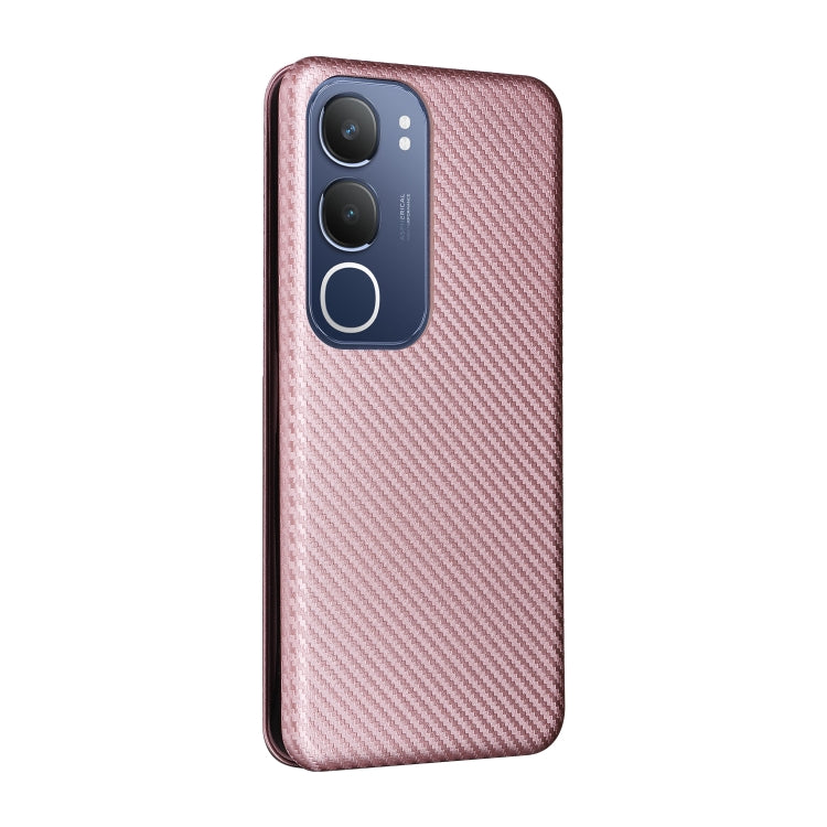 For vivo Y19s 4G Global Carbon Fiber Texture Flip Leather Phone Case