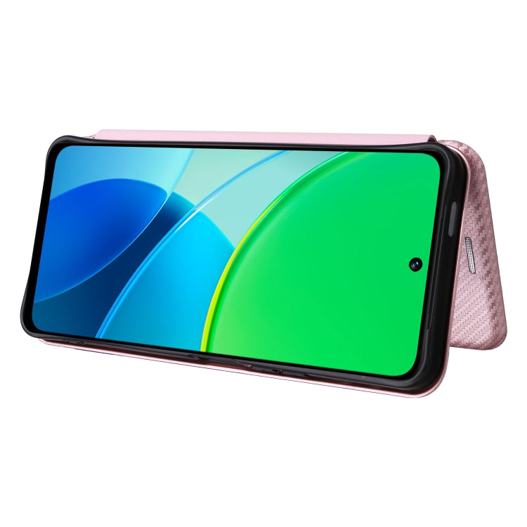 For vivo Y19s 4G Global Carbon Fiber Texture Flip Leather Phone Case