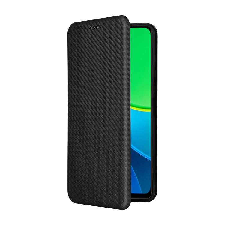 For vivo Y19s 4G Global Carbon Fiber Texture Flip Leather Phone Case