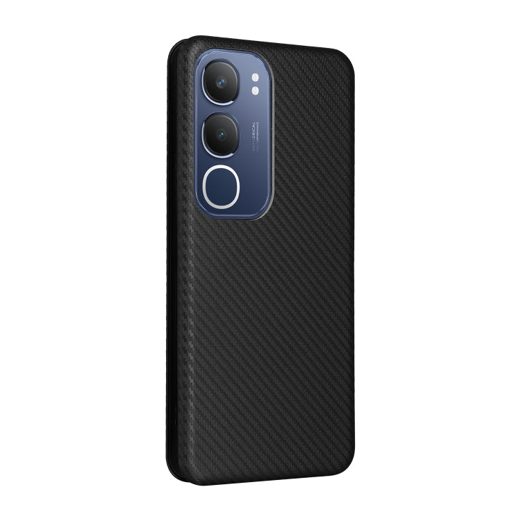 For vivo Y19s 4G Global Carbon Fiber Texture Flip Leather Phone Case