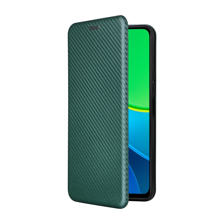 For vivo Y19s 4G Global Carbon Fiber Texture Flip Leather Phone Case