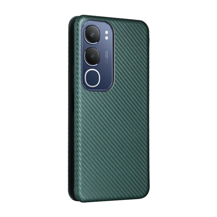 For vivo Y19s 4G Global Carbon Fiber Texture Flip Leather Phone Case