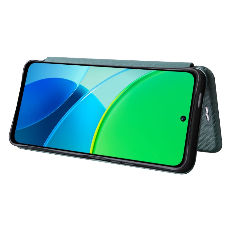 For vivo Y19s 4G Global Carbon Fiber Texture Flip Leather Phone Case