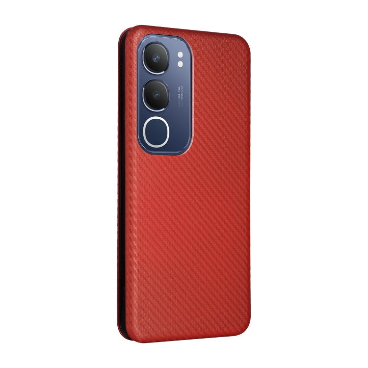 For vivo Y19s 4G Global Carbon Fiber Texture Flip Leather Phone Case