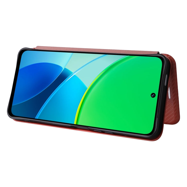 For vivo Y19s 4G Global Carbon Fiber Texture Flip Leather Phone Case