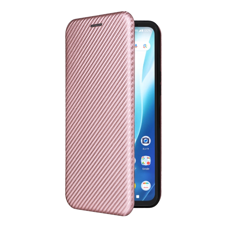 For Fujitsu Arrows F-51E We2 Plus Carbon Fiber Texture Flip Leather Phone Case